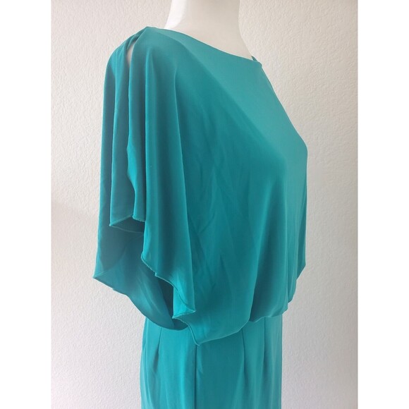Jessica Simpson Size 4 Woman's Turquoise Blue Green Dress Flutter Sleeves Drape - Picture 7 of 8